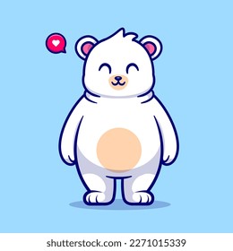 Cute Polar Bear Standing Cartoon Vector Icon Illustration. Animal Nature Icon Concept Isolated Premium Vector. Flat Cartoon Style