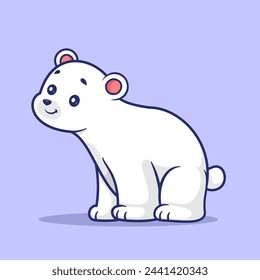 Cute Polar Bear Standing Cartoon Vector Icon Illustration. Animal Nature Icon Concept Isolated Premium Vector. Flat Cartoon Style
