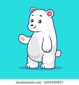Cute Polar Bear Standing Cartoon Vector Icon Illustration. Animal Nature Icon Concept Isolated Premium Vector. Flat Cartoon Style