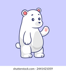Cute Polar Bear Standing Cartoon Vector Icon Illustration. Animal Nature Icon Concept Isolated Premium Vector. Flat Cartoon Style