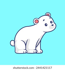 Cute Polar Bear Standing Cartoon Vector Icon Illustration. Animal Nature Icon Concept Isolated Premium Vector. Flat Cartoon Style