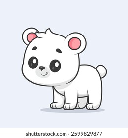 Cute Polar Bear Standing Cartoon Vector Icon Illustration. Animal Nature Icon Concept Isolated Premium Vector. Flat Cartoon Style
