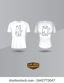 cute polar bear standing and waving hand cartoon T Shirt design art