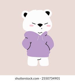 Cute polar bear in a sweatshirt. Trendy vector illustration.