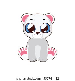 Cute polar bear vector illustration art in flat color