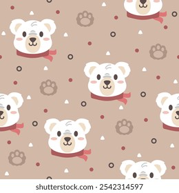 Cute Polar Bear Vector Pattern Fashion Design.
