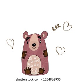 Cute polar bear vector, scarf kid illustration character doodle cartoon.