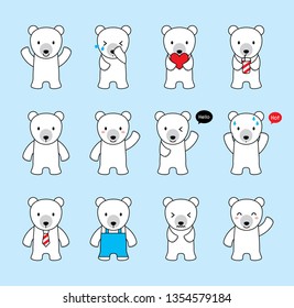 Cute Polar Bear Vector Set
