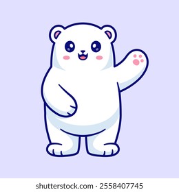 Cute Polar Bear Waving Hand Cartoon Vector Icon Illustration. 
Animal Nature Icon Concept Isolated Premium Vector. Flat 
Cartoon Style 