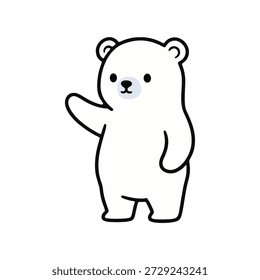 Cute polar bear waving hand greeting arctic mascot