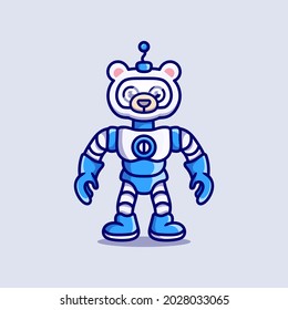 cute polar bear wearing robot armor