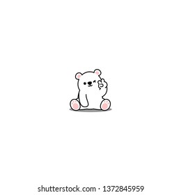 Cute polar bear winking eye cartoon icon, vector illustration