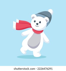 Cute Polar Bear at Winter Character Design Illustration