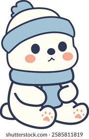 Cute Polar Bear in Winter Outfit