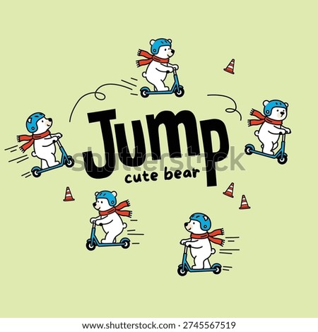 Cute Polar Bears Jumping on Scooters