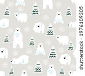 cute polar bears seamless pattern background