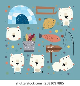 Cute Polar bears vector clipart