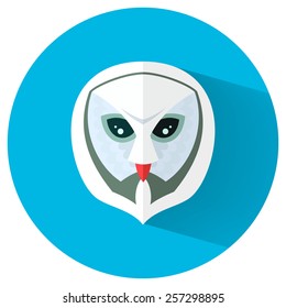 cute polar owl icon flat animal vector illustration