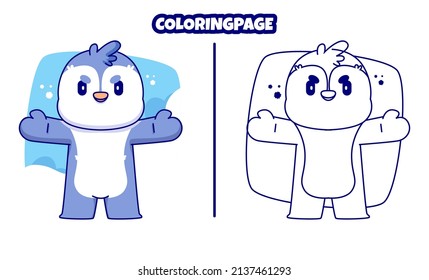 cute polar penguins with coloring pages suitable for kids