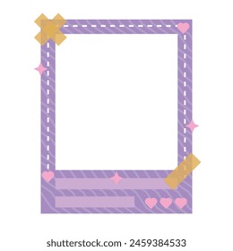 Cute polaroid with pink frame and cloud decoration