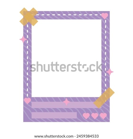 Cute polaroid with pink frame and cloud decoration
