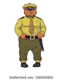 Cute Police Bear in Uniform Illustration Suitable for Education, Card, T-Shirt, Social Media, Print, Book, Stickers, and Any Other Kids Related Activities
