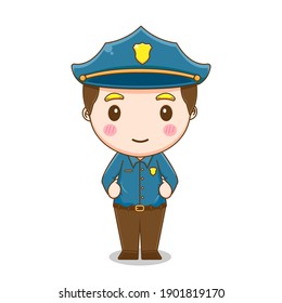 Cute police boy vector design illustrator