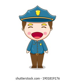 Cute police boy vector design illustrator
