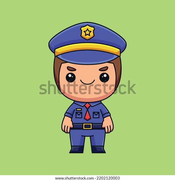 cute police cartoon doodle hand drawn
concept vector kawaii icon
illustration