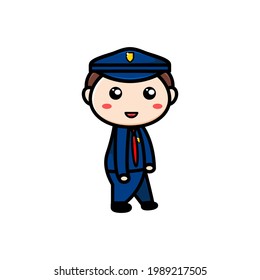 cute police character on white background