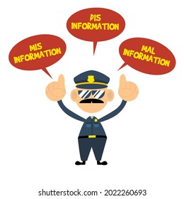 cute police describing about Misinformation suitable for cyber security Illustration