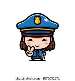 cute police girl character design
