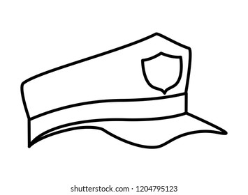 cute police hat isolated icon