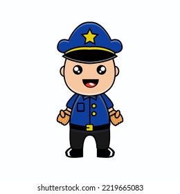 lindo vector de ilustración policial con expresión sonriente