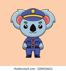 cute police koala cartoon doodle art hand drawn concept vector kawaii icon illustration