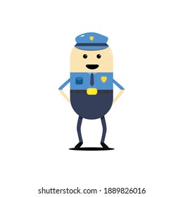 Cute police man cartoon working in uniform standing happy. with cartoon style vector design. isolated on white background