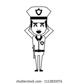 Cute Police Officer Cartoon Black White Stock Vector (Royalty Free ...