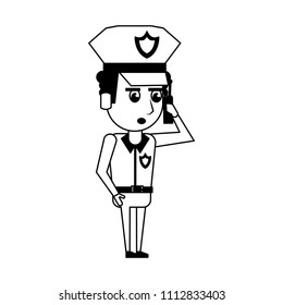 Cute Police Officer Cartoon Black White Stock Vector (Royalty Free ...