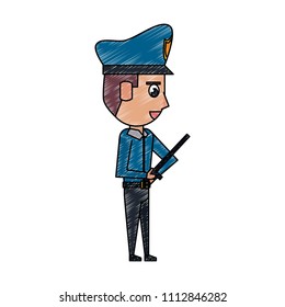 Cute police officer cartoon scribble