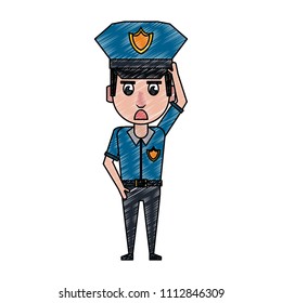 Cute police officer cartoon scribble