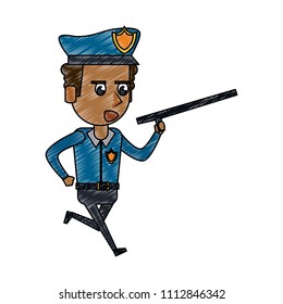 Cute police officer cartoon scribble