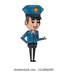 Cute police officer cartoon scribble