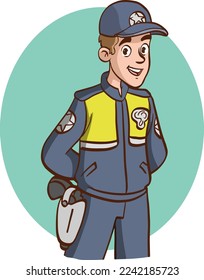 cute police officer cartoon vector 