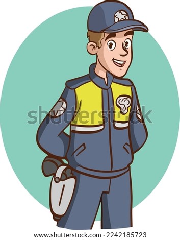 cute police officer cartoon vector 