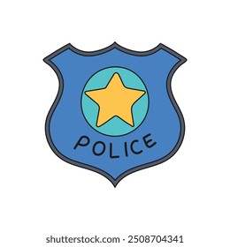 Cute Police Officer Doodle - Police Badge