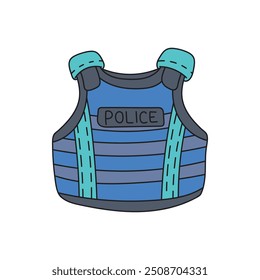 Cute Police Officer Doodle - Police Vest