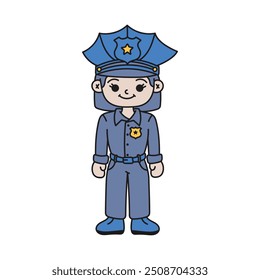 Bonito Policial Doodle - Policial Mulher