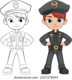 Policial bonito na ilustração uniforme