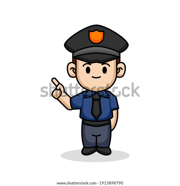 Cute Police Officer Uniform Mascot Design Stock Vector (Royalty Free ...