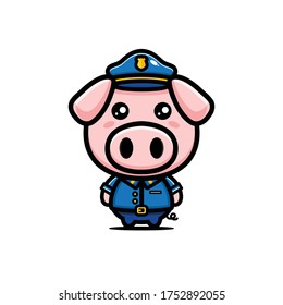 Cute police pig character vector design